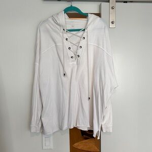 Aerie White Lace-Up Hoodie
